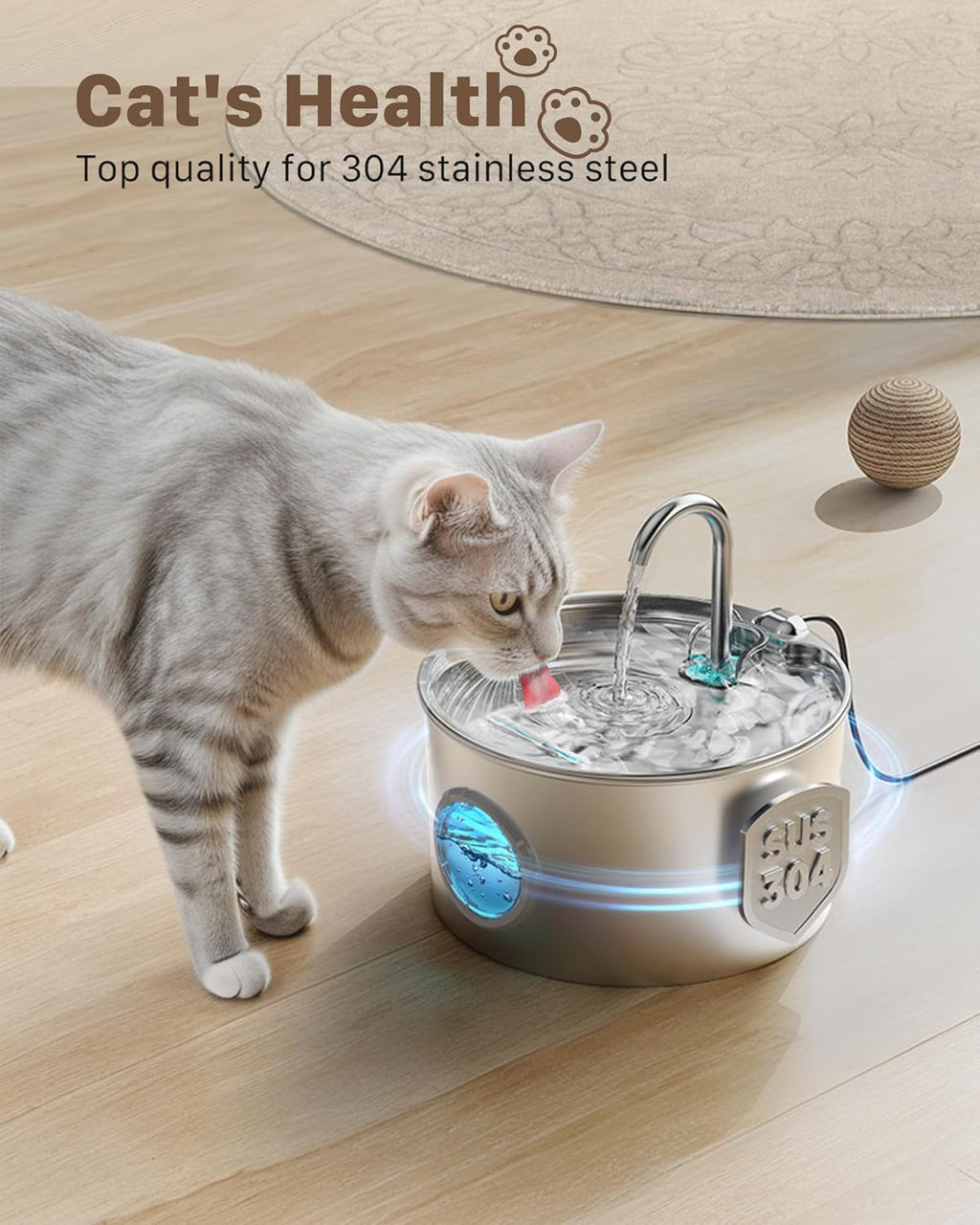 2.2L Stainless Steel Cat Fountain