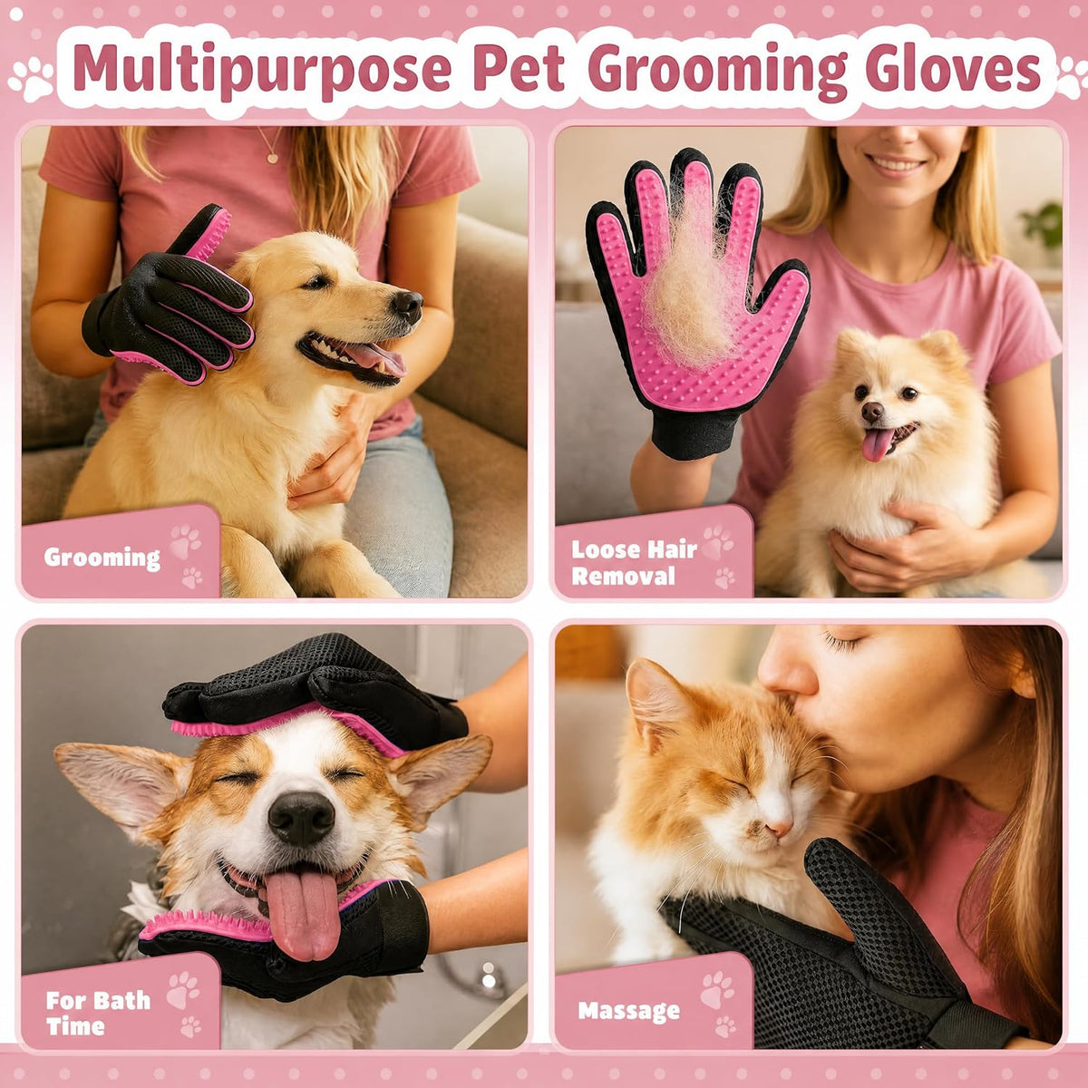 Gentle Pet Grooming Deshedding Glove